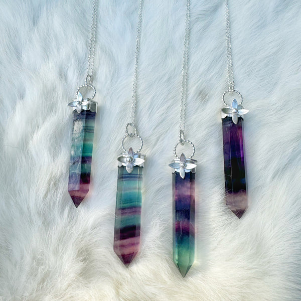 Floral Fluorite Magic Wand Necklace