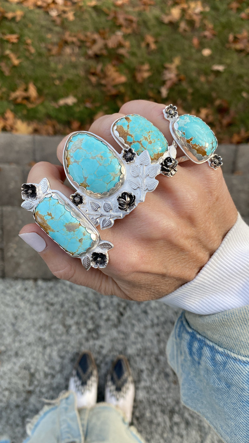 Harvest Moon Turquoise Floral Ring