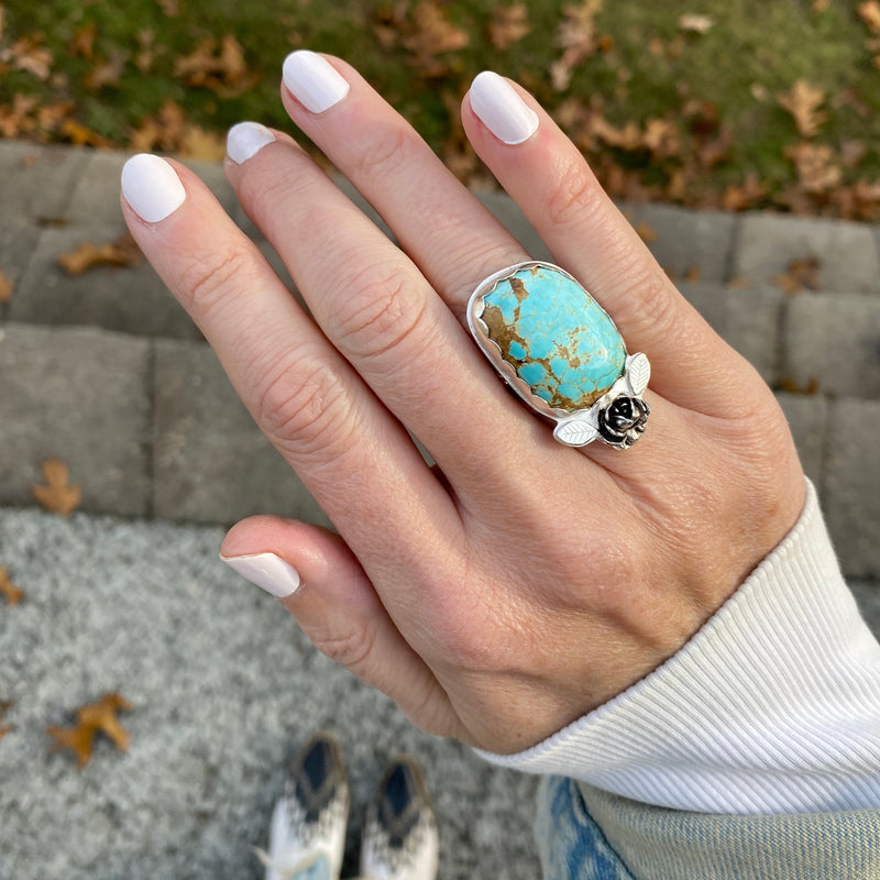 Harvest Moon Turquoise Rose Ring