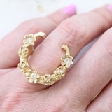 14k Gold Horseshoe Ring with Diamonds