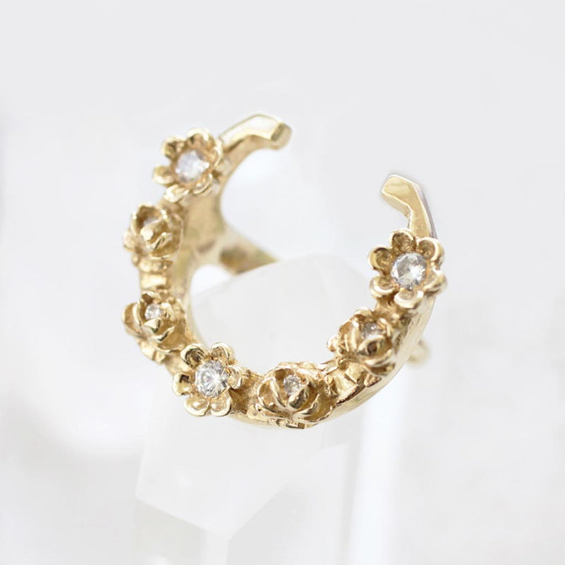 14k Gold Horseshoe Ring with Diamonds