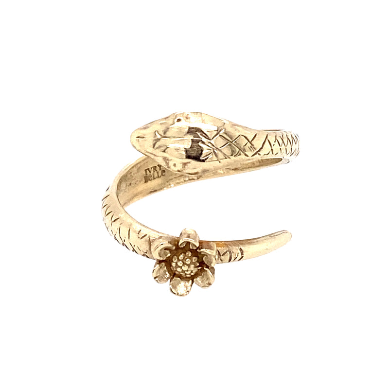 Snake Ring with Daisy Flower