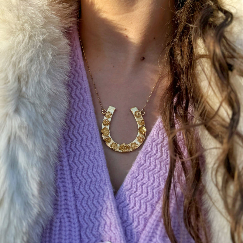 Gold Horseshoe Pendant Necklace