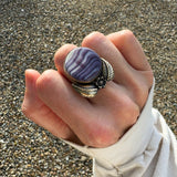 New Moon Round Quahog Shell Ring in Gold