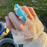 Turquoise Ring with Cosmo Flowers