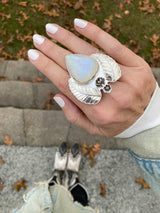 Harvest Moon Floral Moonstone Ring / Handmade by Ivry Belle Jewelry