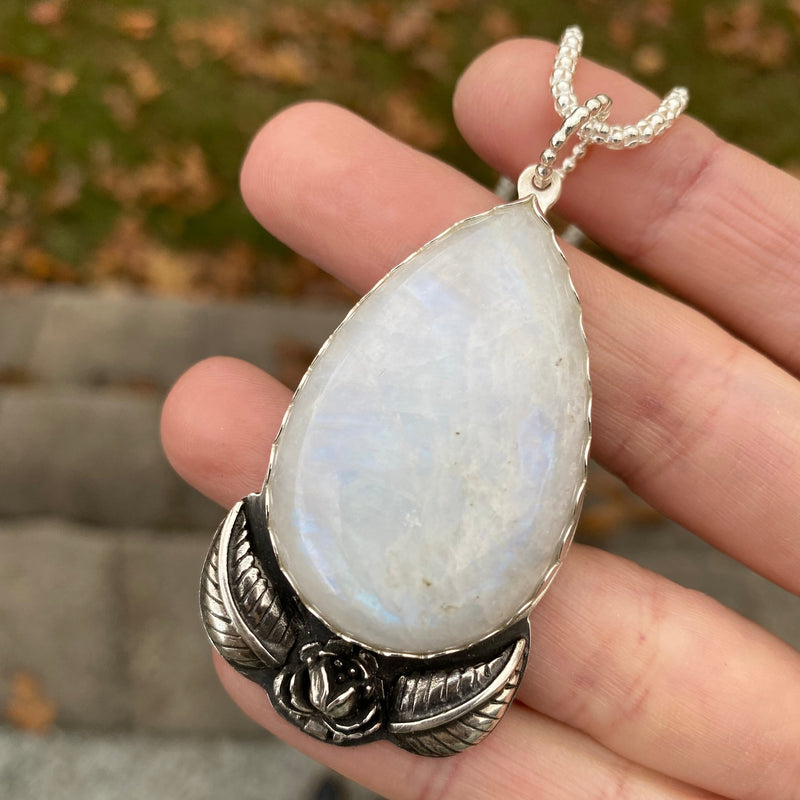 Harvest Moon Moonstone Pendant / Handmade by Ivry Belle Jewelry