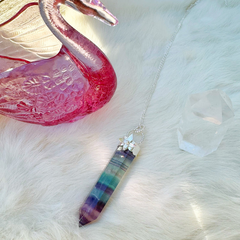 Floral Fluorite Magic Wand Necklace