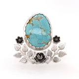 Harvest Moon Turquoise Floral Ring / Handmade by Ivry Belle Jewelry