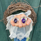 Amethyst Ring with a Rose and Leaves