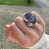 New Moon Quahog Shell Ring with a Daisy