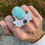 Anillo floral turquesa Harvest Moon / Hecho a mano por Ivry Belle Jewelry