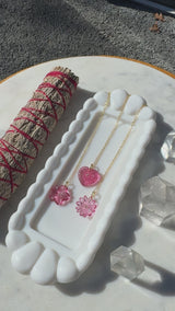 Pink Agate Dogwood Flower Pendant Necklace