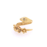 14k Gold Floral Snake Ring