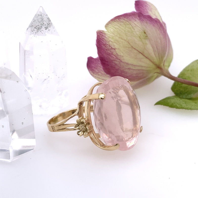 14k Gold Rose Quartz Ring / Made by Ivry Belle Jewelry