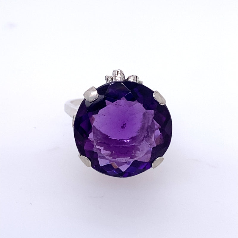 Amethyst Sterling Silver Ring with Daisies / Handmade By Ivry Belle Jewelry