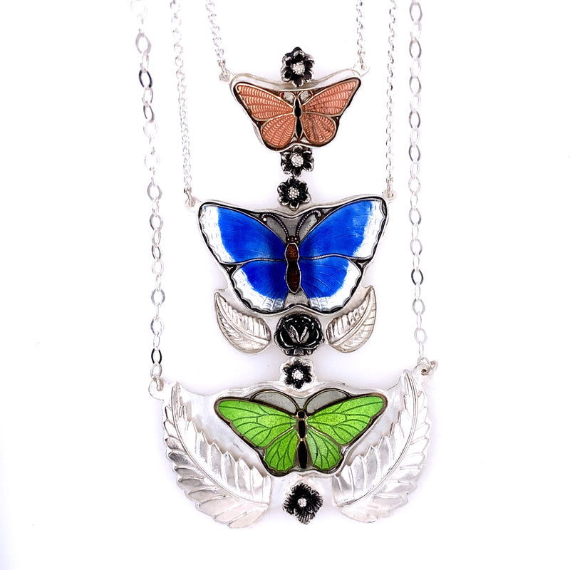 Green Butterfly Pendant Necklace / Handmade by Ivry Belle Jewelry