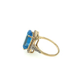 14k Gold Blue Topaz Ring with Diamonds