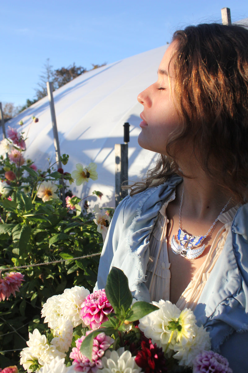 Harvest Butterfly Pendant Necklace / Handmade by Ivry Belle Jewelry