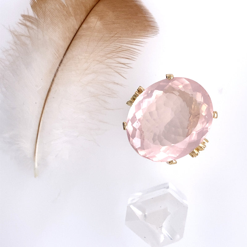 14k Gold Rose Quartz Ring / Made by Ivry Belle Jewelry