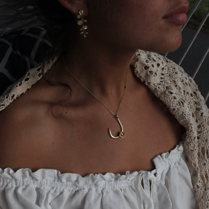 Tuna Hook Necklace w/ Cosmo Flower/ Handmade by Ivry Belle Jewelry / Offshore Mafia Pendant