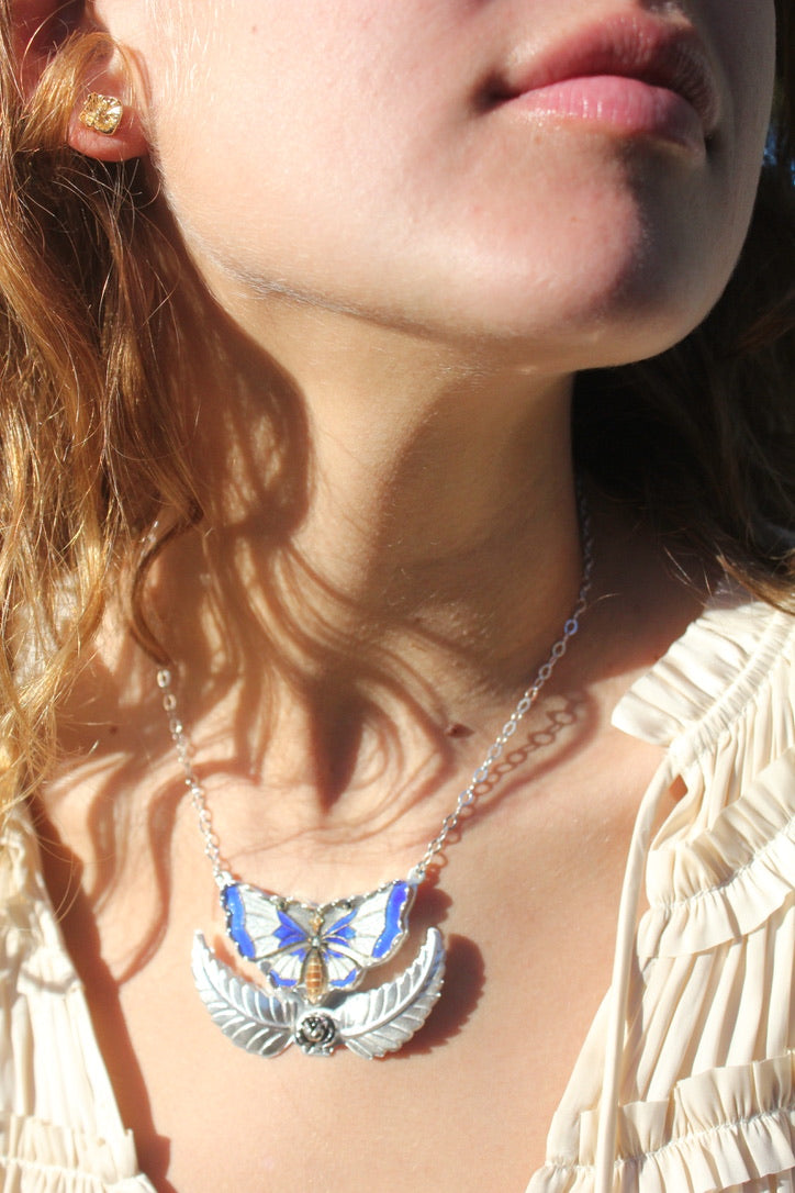 Harvest Butterfly Pendant Necklace / Handmade by Ivry Belle Jewelry