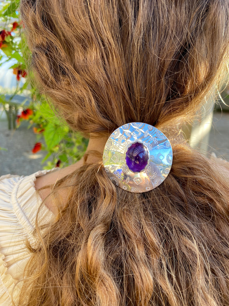 Harvest Moon Amethyst Ponytail Cuff / Handmade by Ivry Belle Jewelry