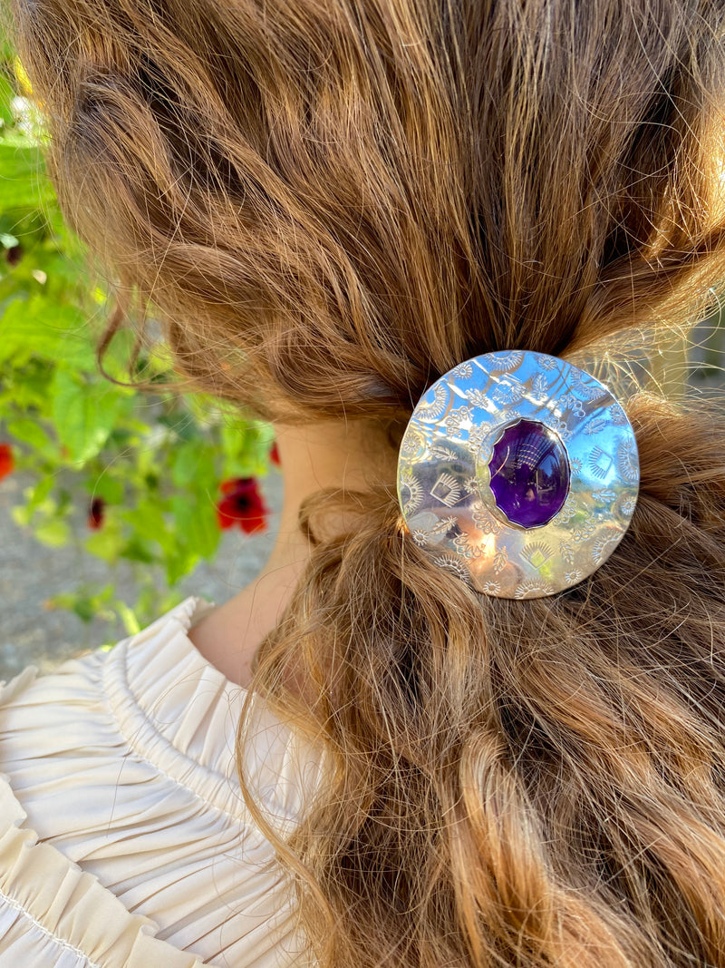 Harvest Moon Amethyst Ponytail Cuff / Handmade by Ivry Belle Jewelry