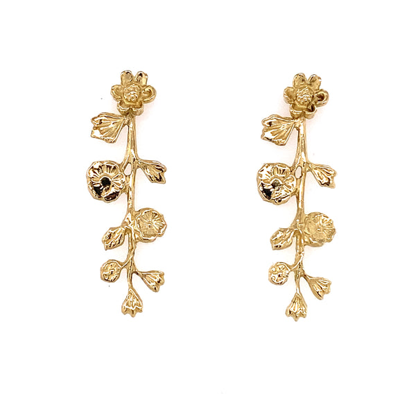 Pendientes de vid floral de oro / Hecho por Ivry Belle Jewelry
