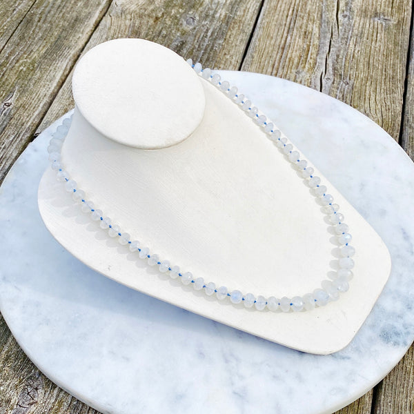 Moonstone Lavender Silk Necklace / Hand knotted by Ivry Belle Jewelry