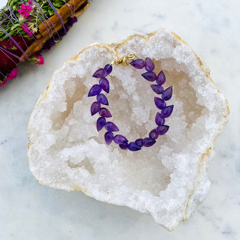 Amethyst Leaf Bracelet / Handmade by Ivry Belle Jewelry