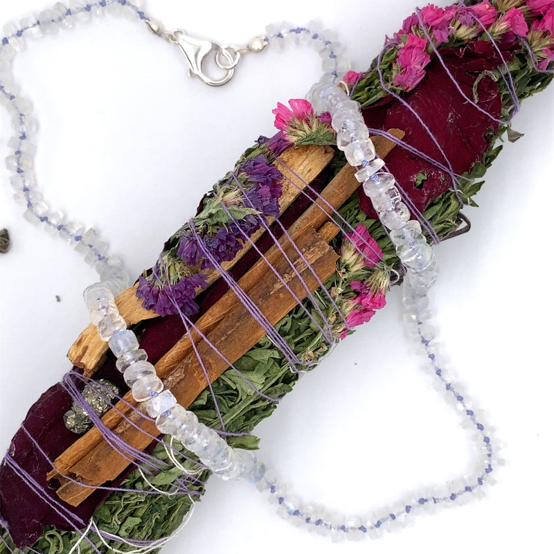 Moonstone Lavender Necklace / Hand Knotted by Ivry Belle Jewelry