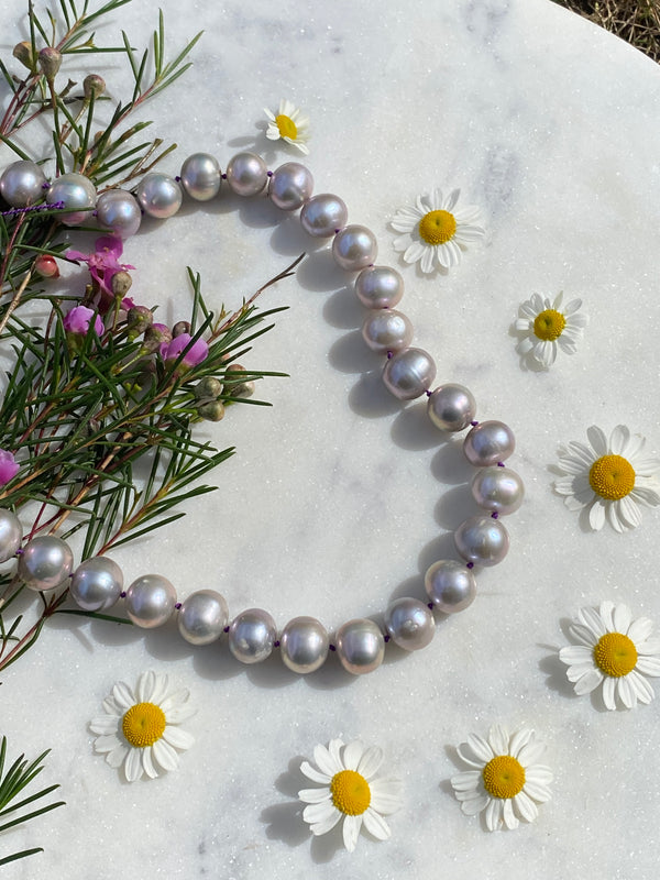 Lavender Pearl Silk Necklace / Hand Knotted by Ivry Belle Jewelry