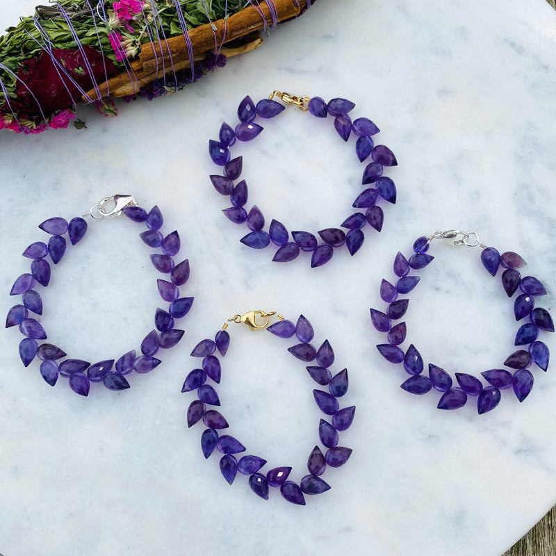 Amethyst Leaf Bracelet / Handmade by Ivry Belle Jewelry