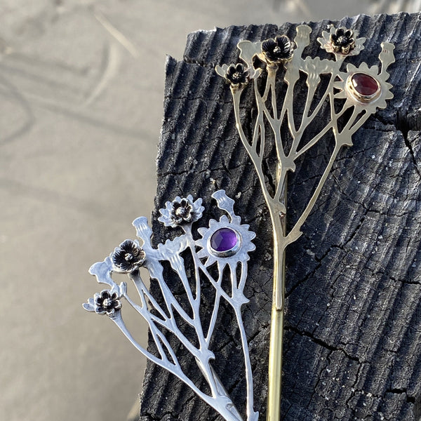 Pin de pelo de prado floral / hecho a mano por Ivry Belle Jewelry