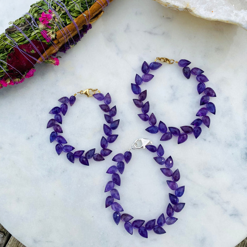 Amethyst Leaf Bracelet / Handmade by Ivry Belle Jewelry