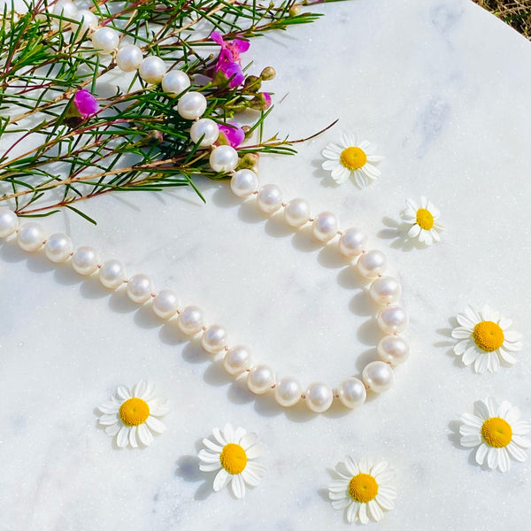 Pearl Silk Necklace / Hand Knotted by Ivry Belle Jewelry