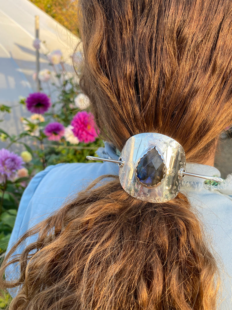 Harvest Moon Labradorite Hair Cuff with Pin / Handmade by Ivry Belle Jewelry