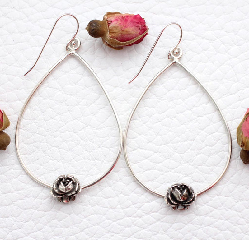 Tear Drop Rose Bud Earrings Made by Ivry Belle Jewelry / Tear Drop Rose Bud Earrings