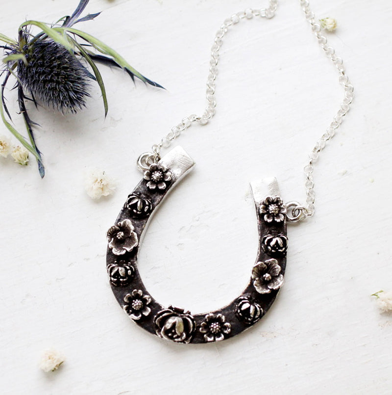 Macy's Diamond Horseshoe Pendant Necklace in Sterling Silver (1/10 ct.  t.w.) - Macy's
